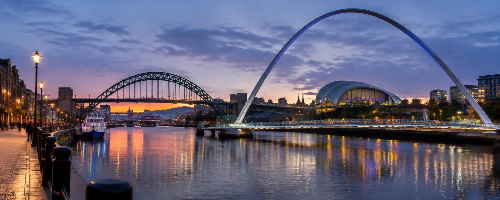 Newcastle Quayside with the Tyne Bridge and Millennium Bridge
