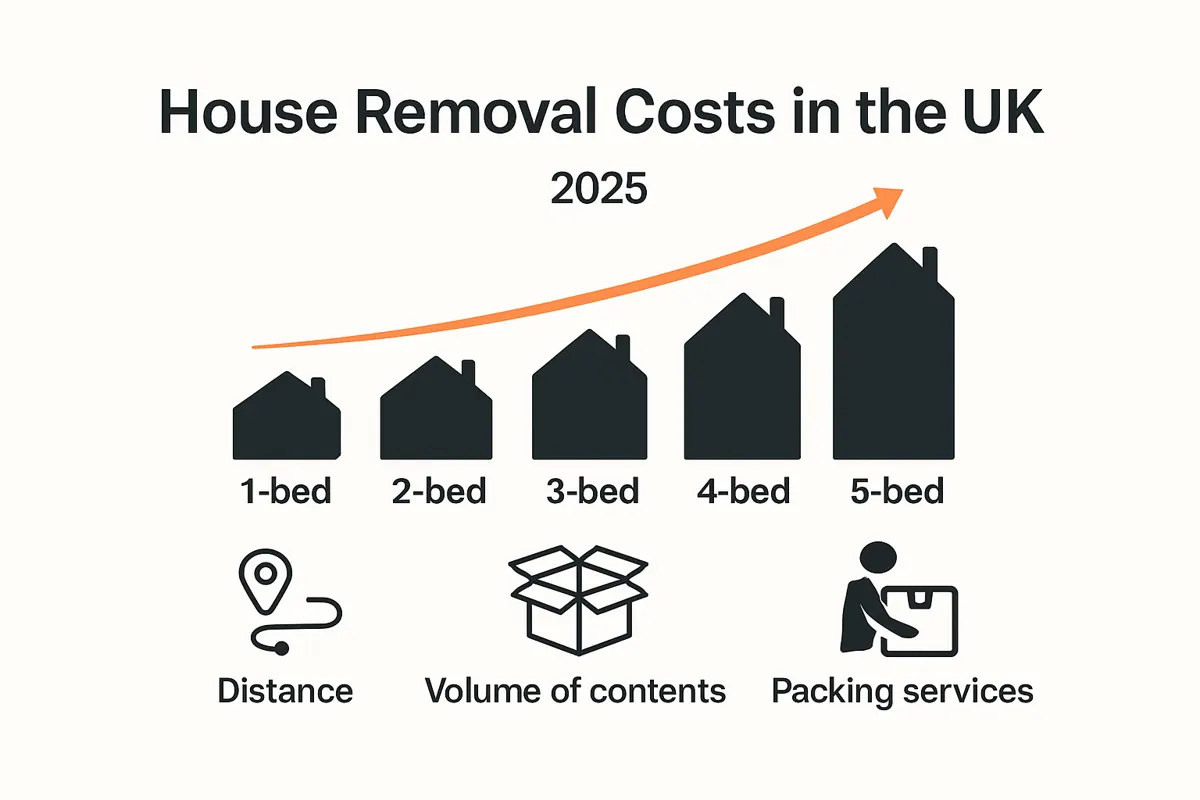 Visual breakdown of UK house removals costs by property size