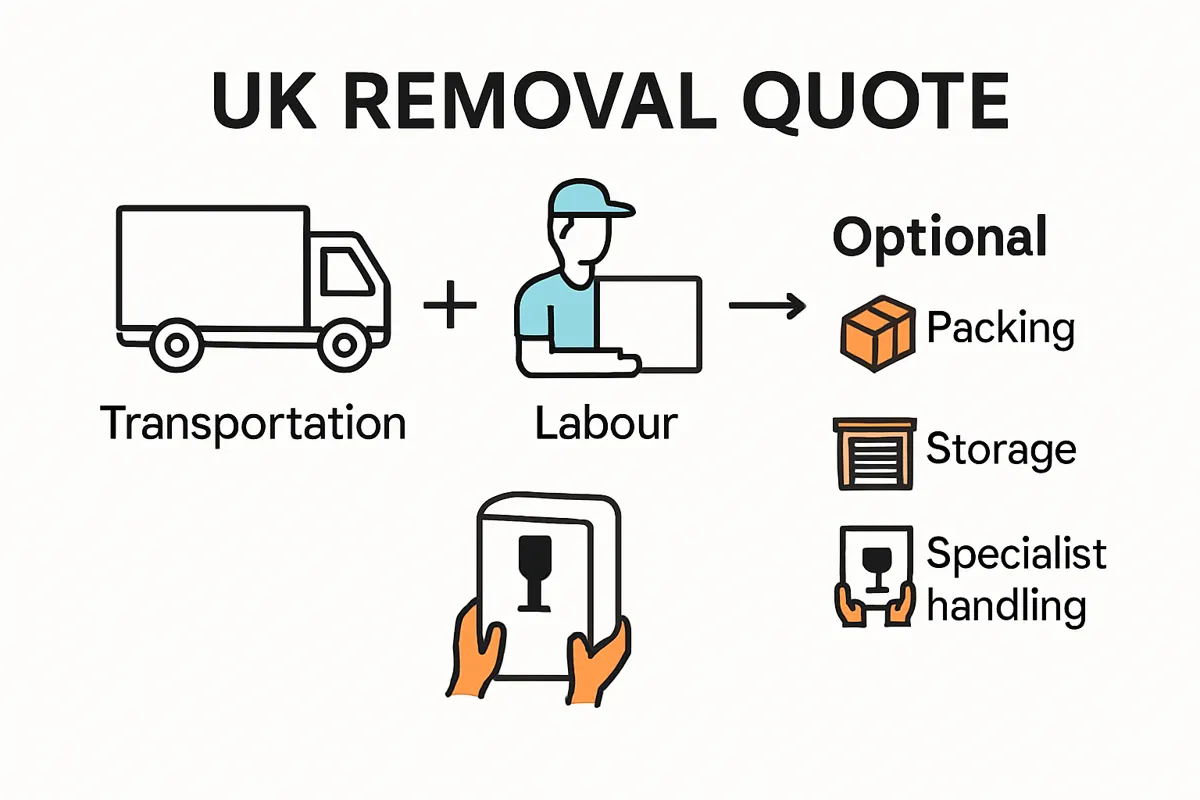 Visual breakdown of what a removal quote includes