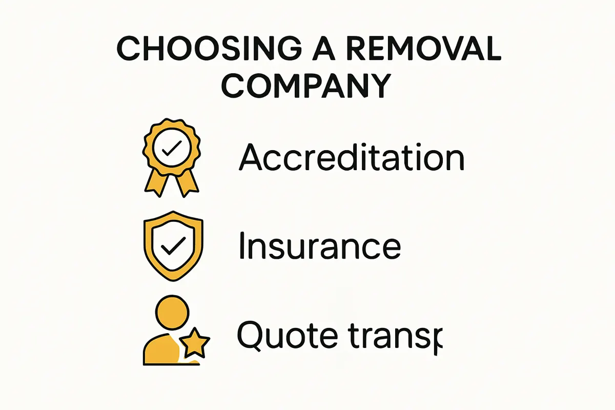 Infographic summarizing how to choose removal companies in the UK