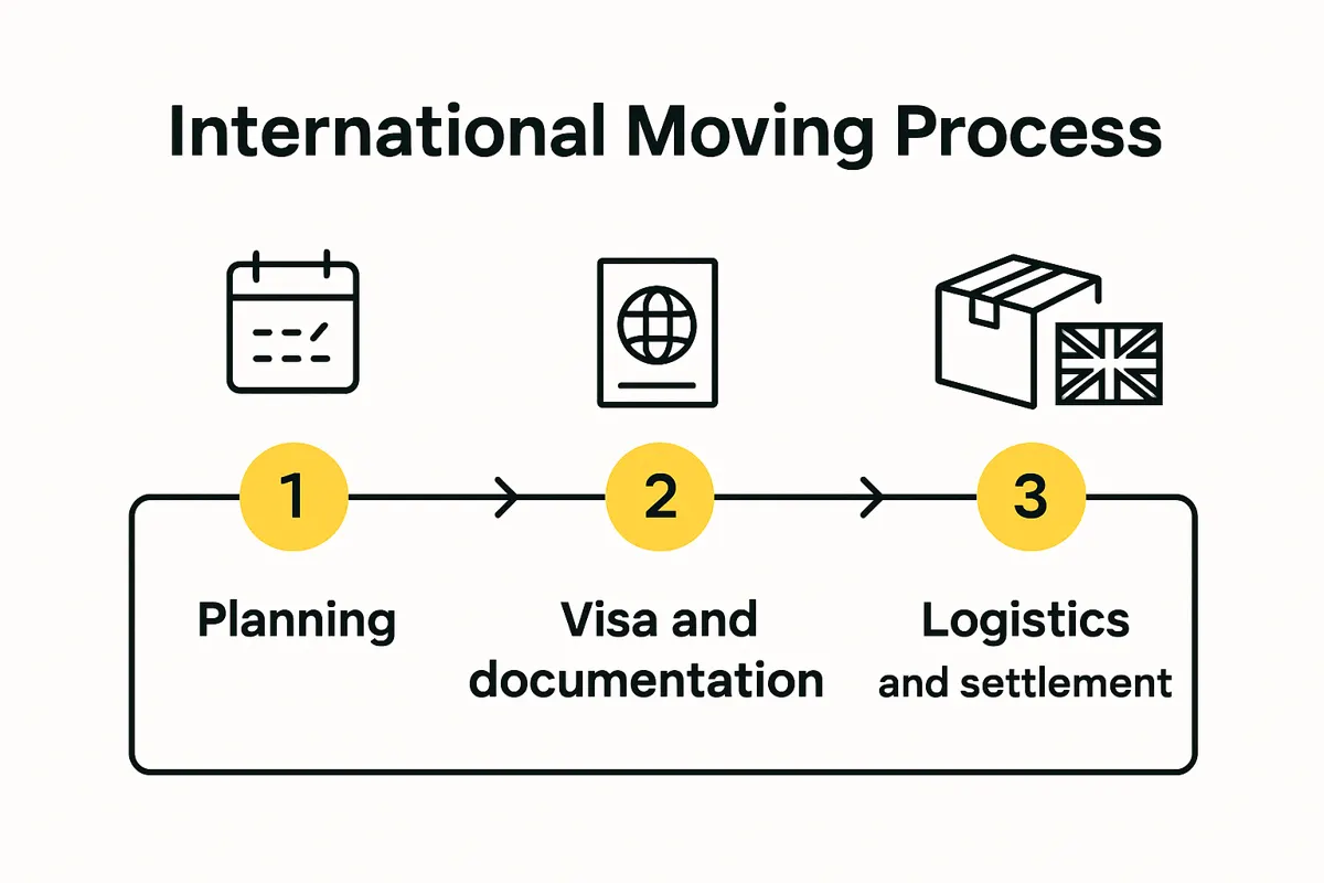 Step-by-step overview of international moving process to UK