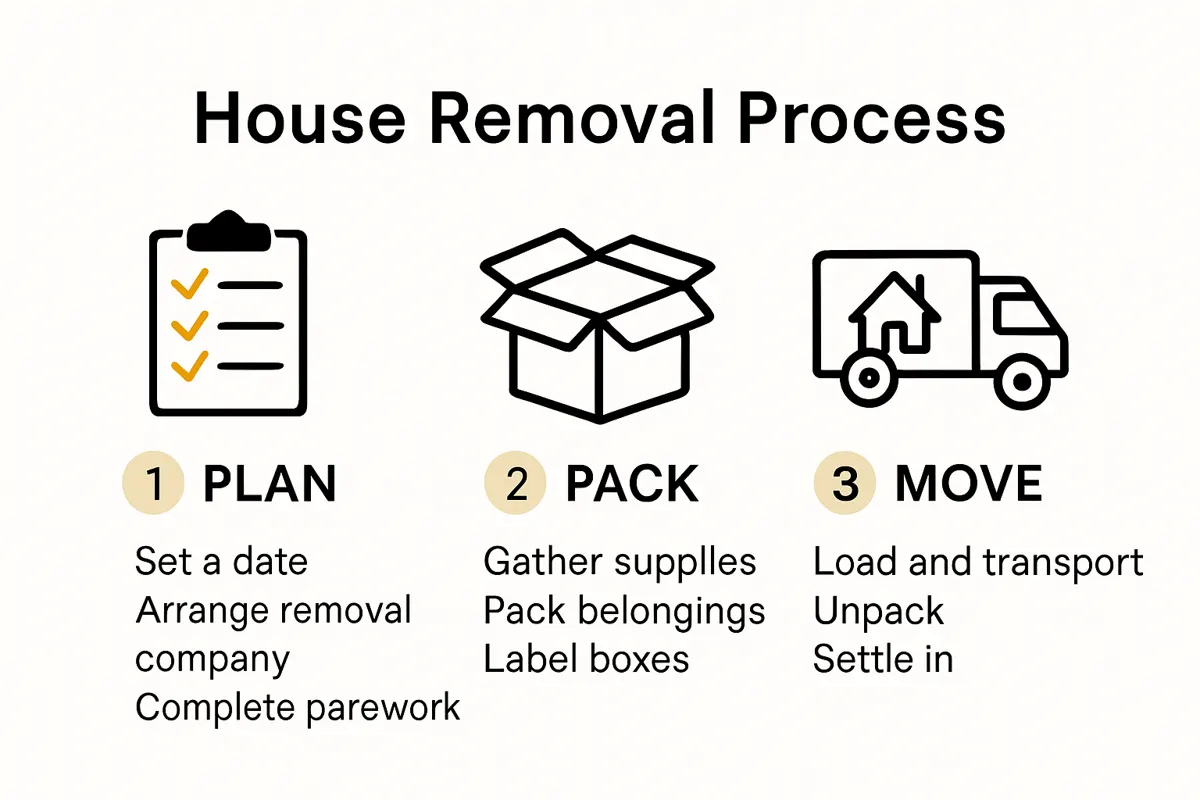Step-by-step house removal process visual guide