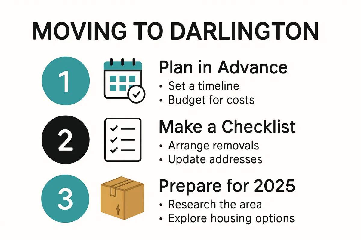 Infographic summarizing top moving to Darlington tips