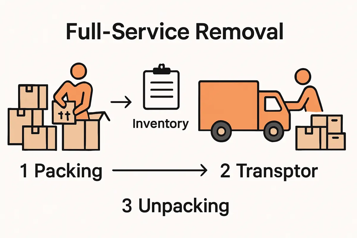 Infographic explaining what is full-service removal in the UK