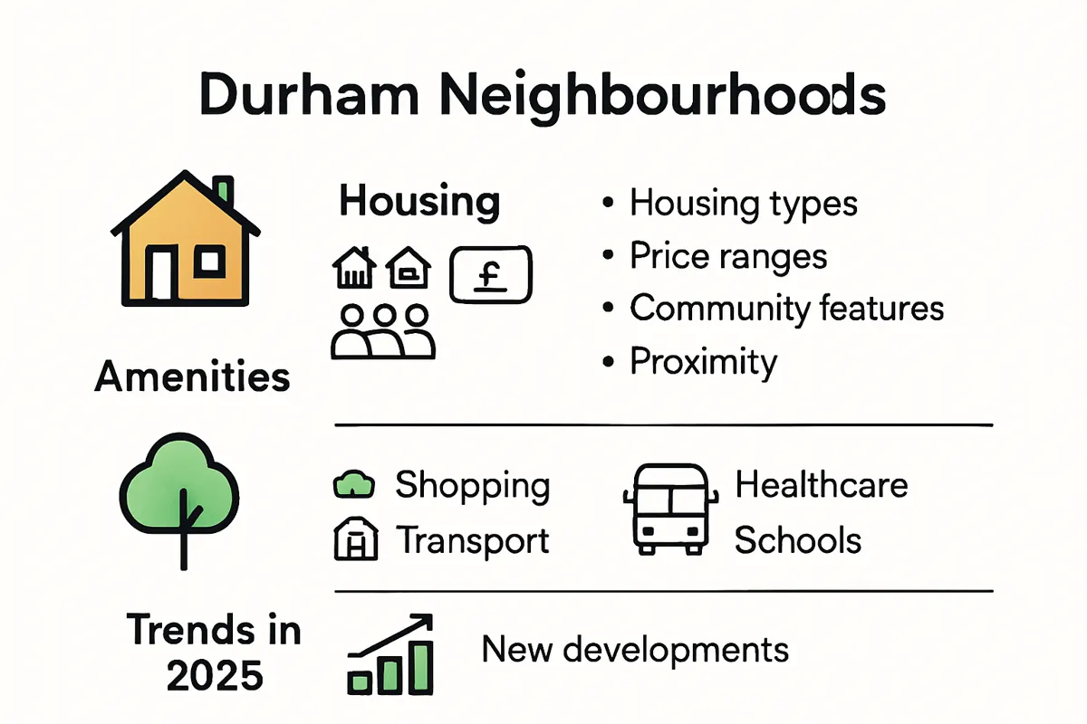 Comparison of Durham neighbourhoods and 2025 housing trends