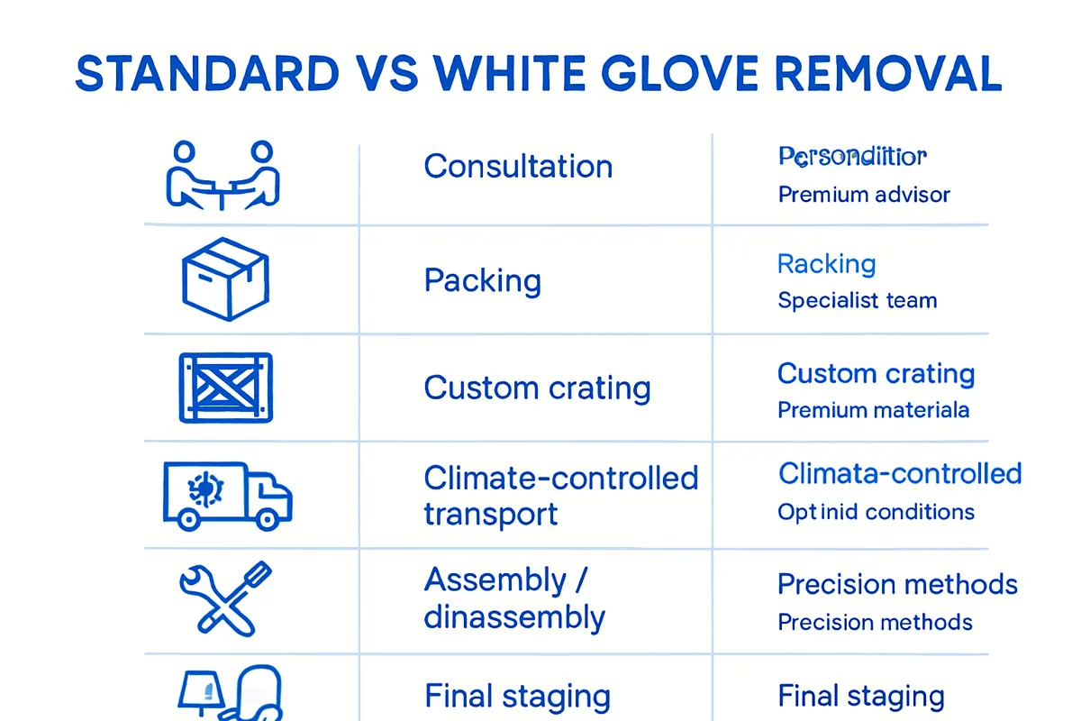 Infographic comparing standard moving versus white glove removal