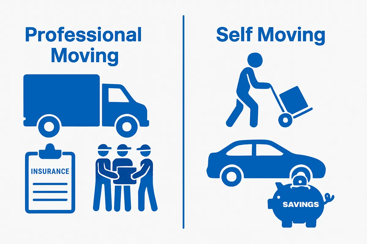 Visual comparison of professional moving and self moving options