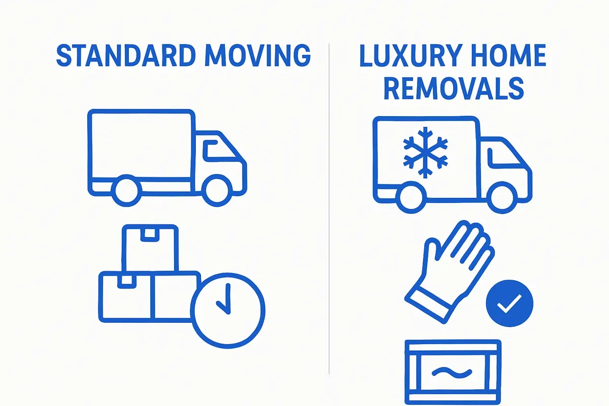 Infographic comparing standard and luxury home removals
