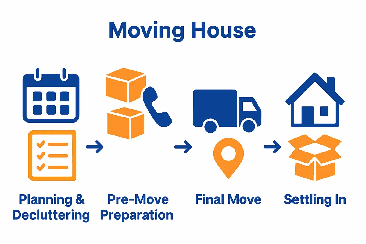 Infographic showing the four stages of the UK house removals process