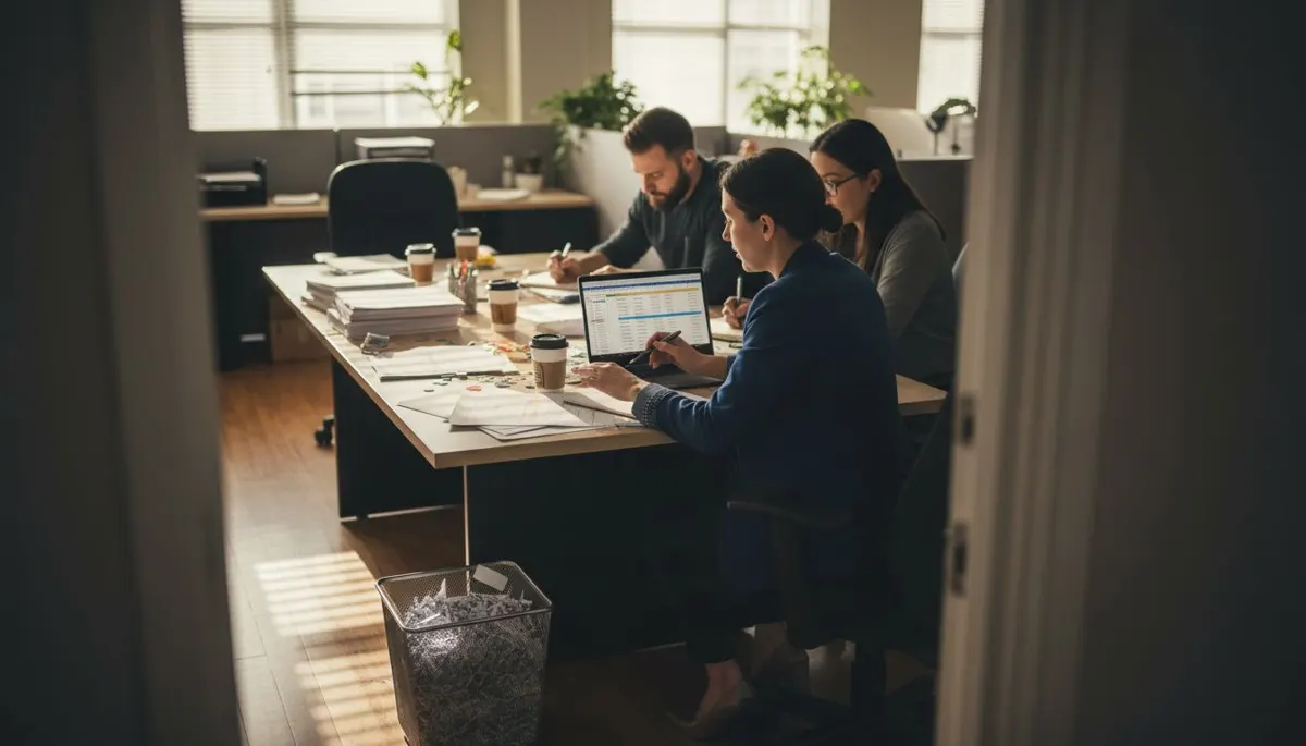 Finance team analyzing relocation costs