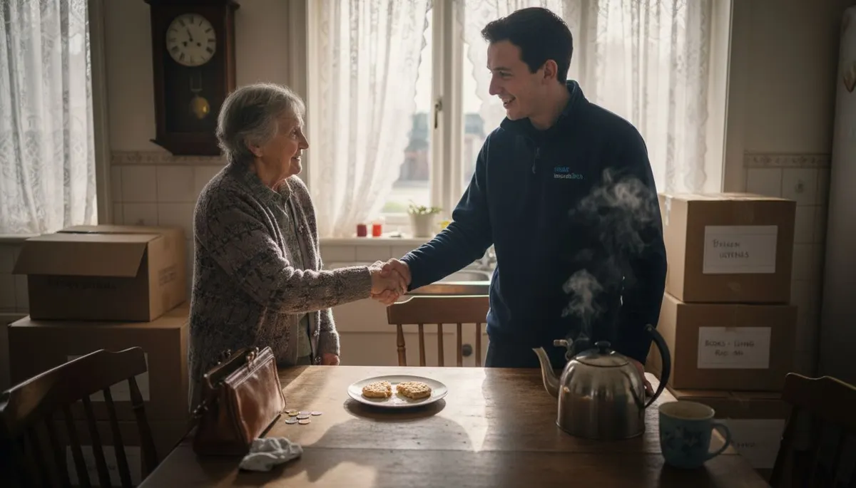 Mover and customer sharing personal moment
