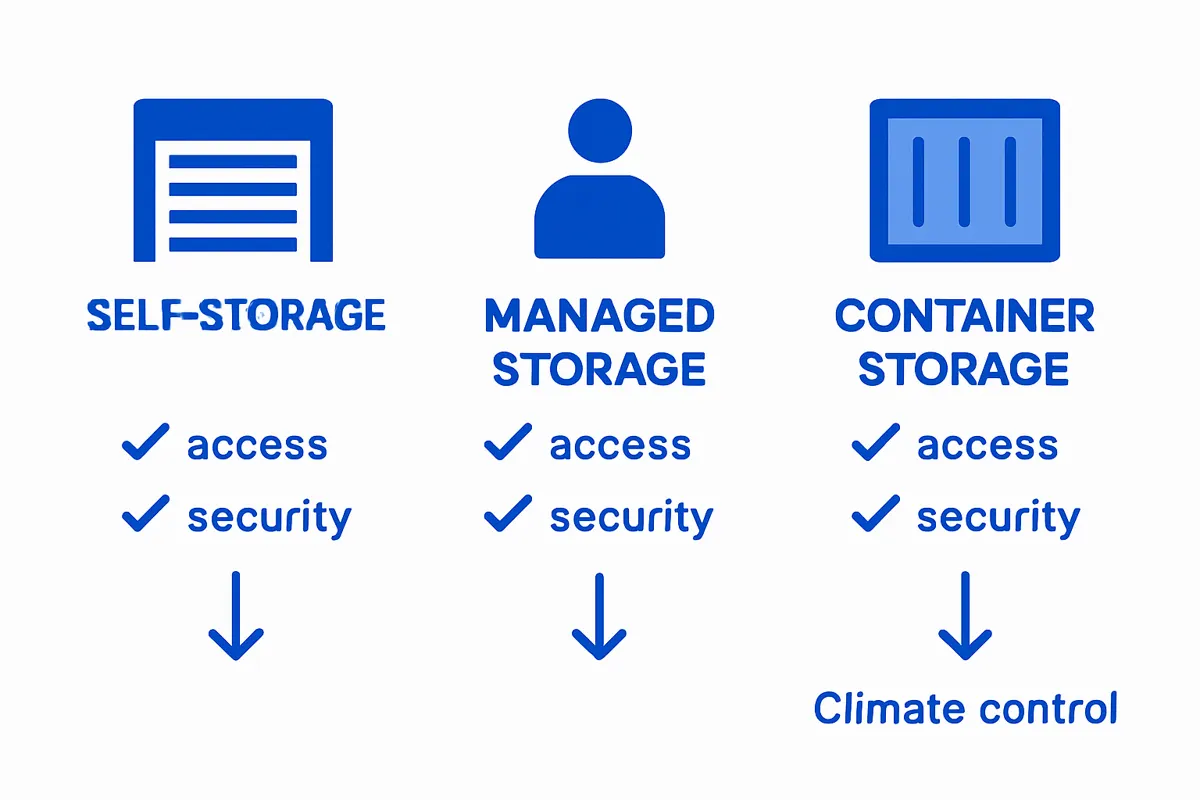 Infographic comparing storage solution types
