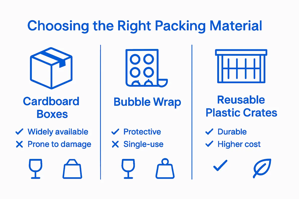 Comparison of packing materials for moving