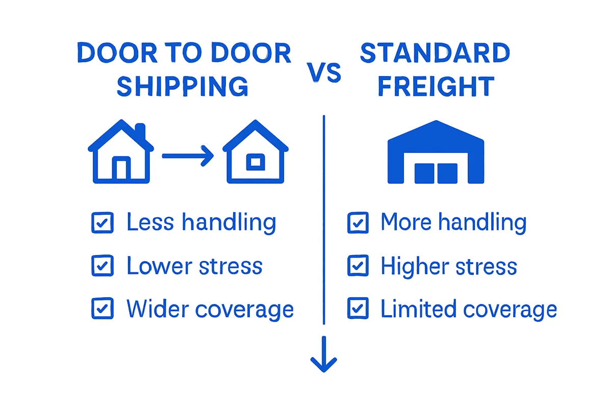 Infographic comparing shipping service types