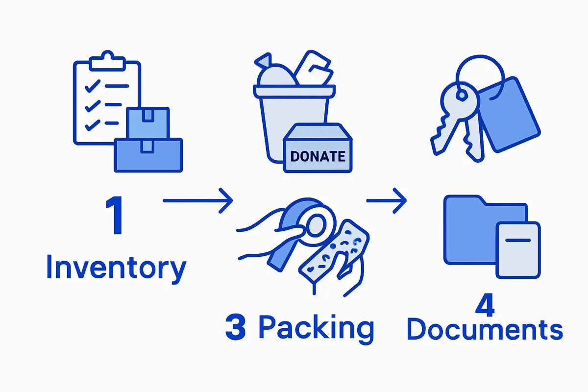 Infographic showing key steps for moving prep