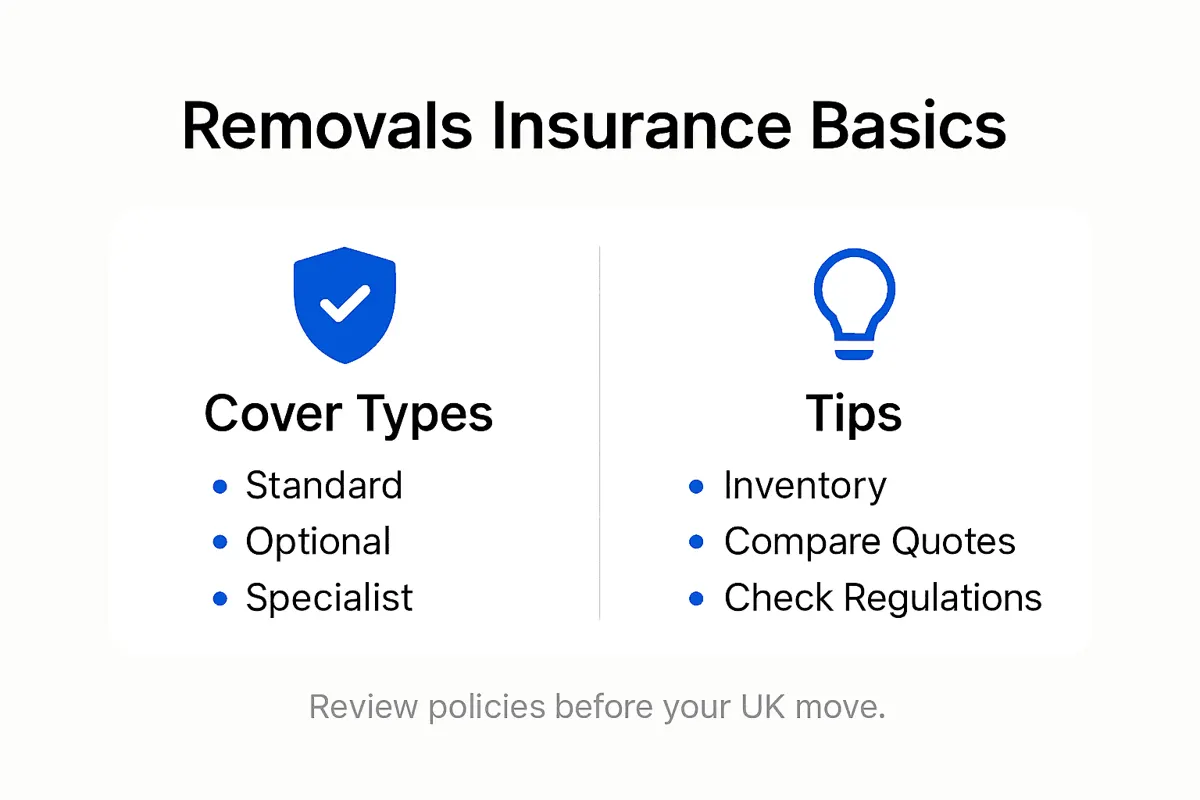 Infographic showing basics of removals insurance