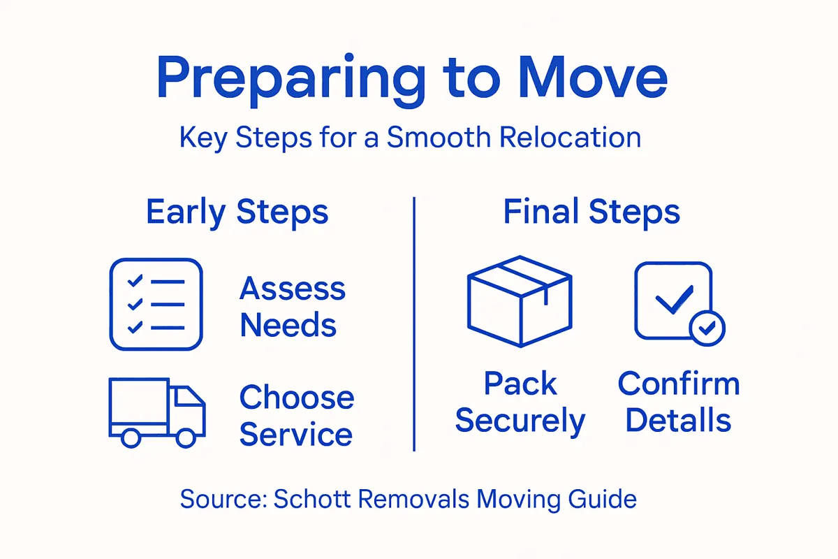 Infographic showing moving steps overview with key points