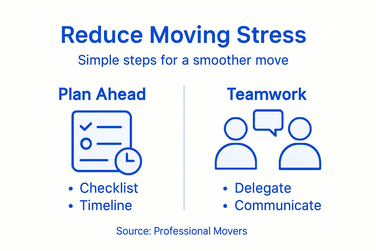 Infographic showing steps for reducing moving stress