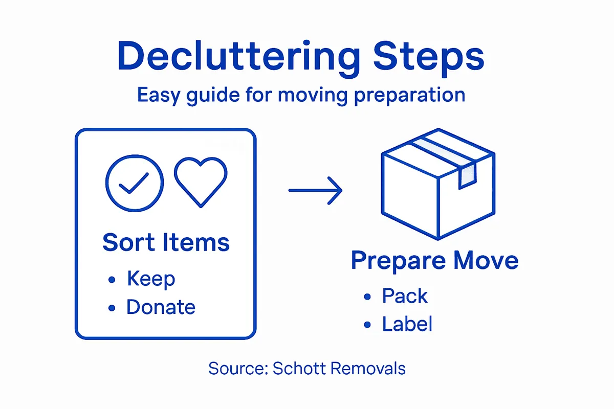 Infographic outlines decluttering steps for moving