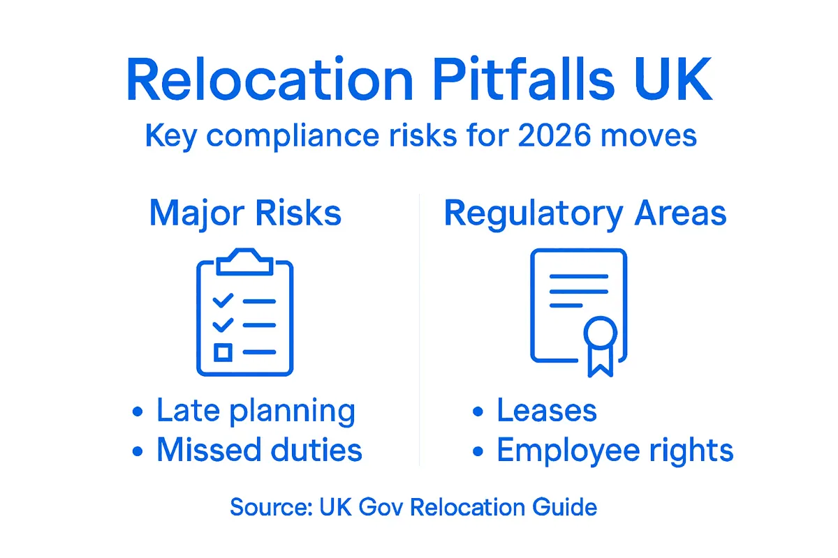 Infographic listing UK relocation pitfalls and risks