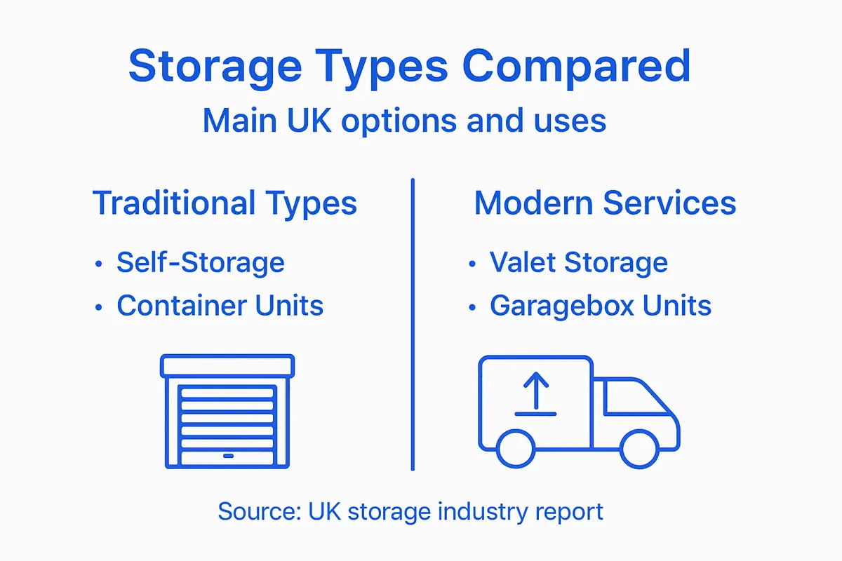Infographic comparing main UK storage types