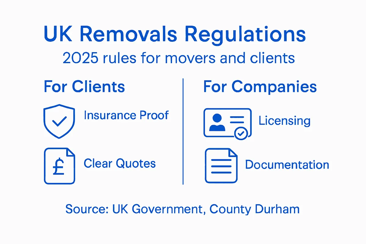 Infographic summarizing 2025 UK removals regulations