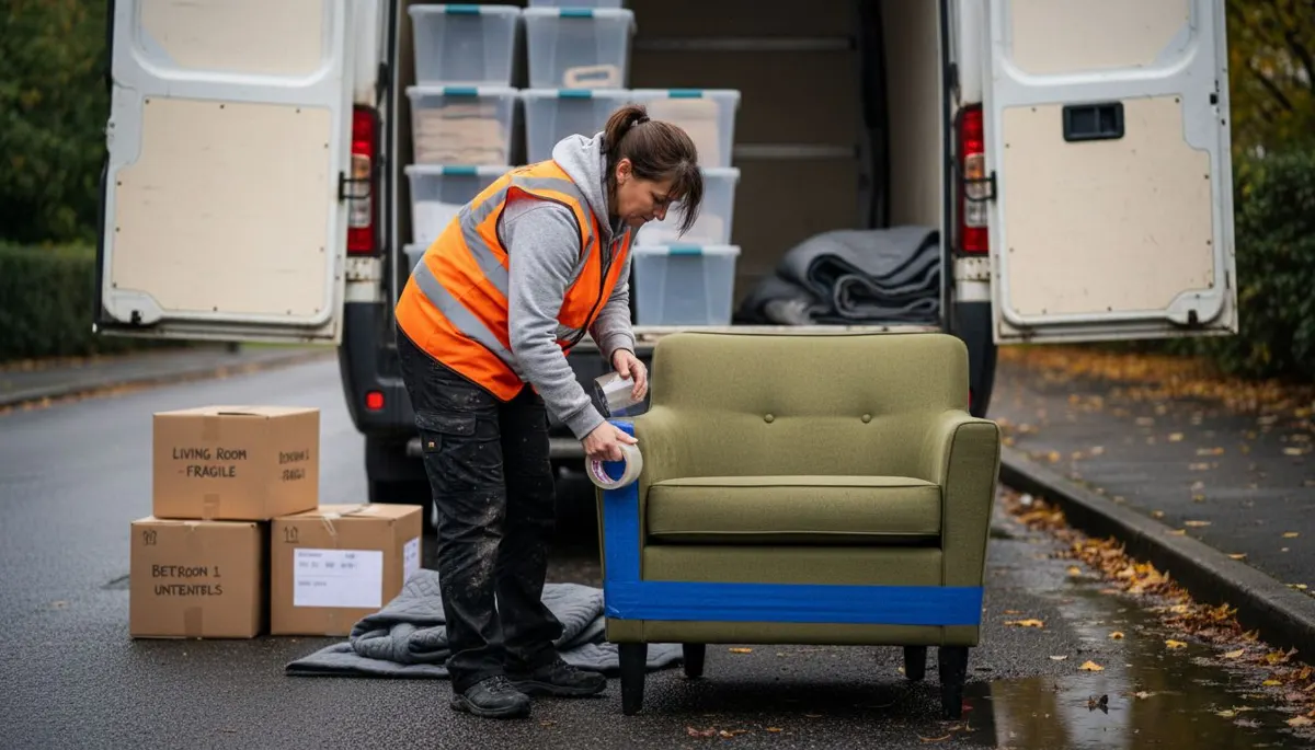 Mover sealing armchair with vapor barrier tape