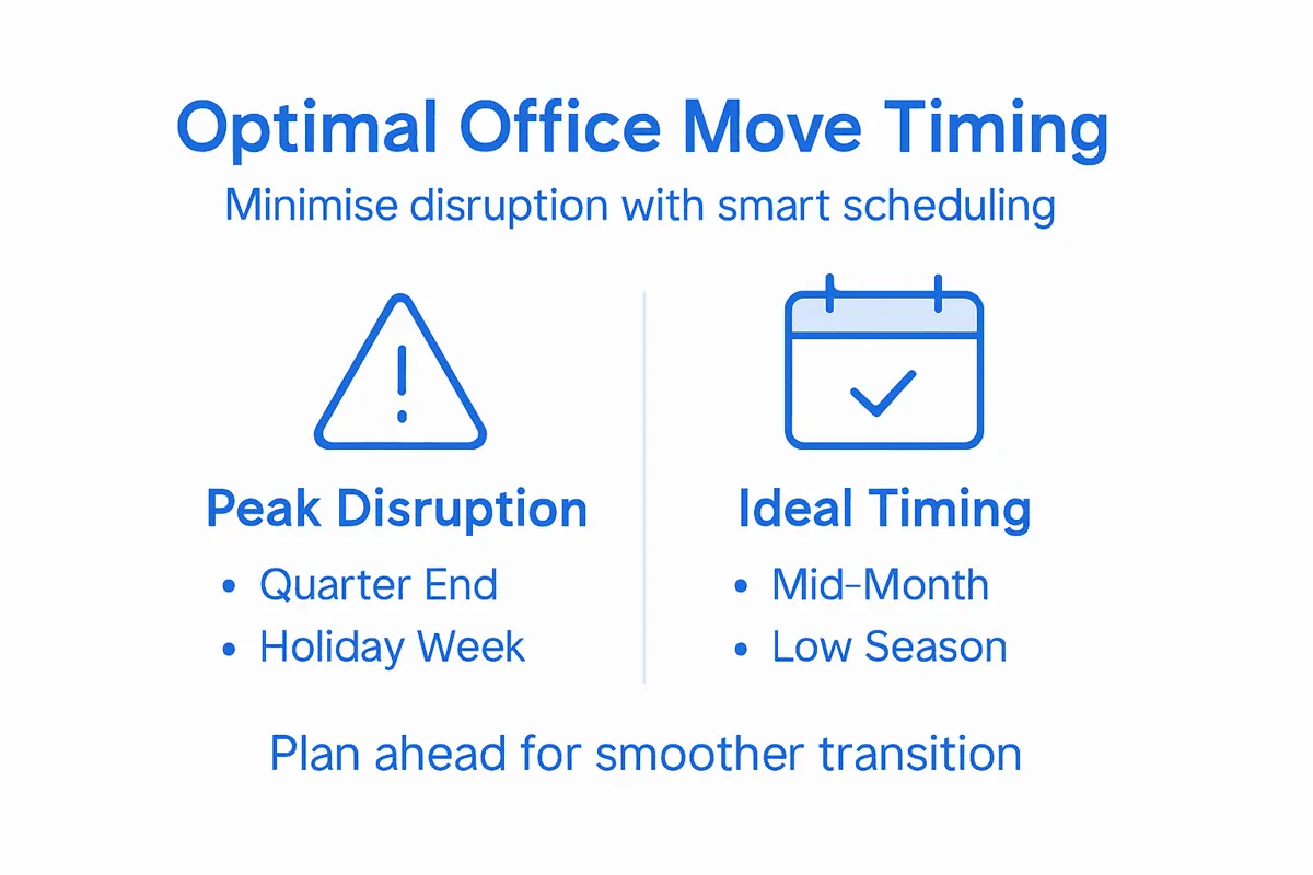 Infographic showing best times for office move