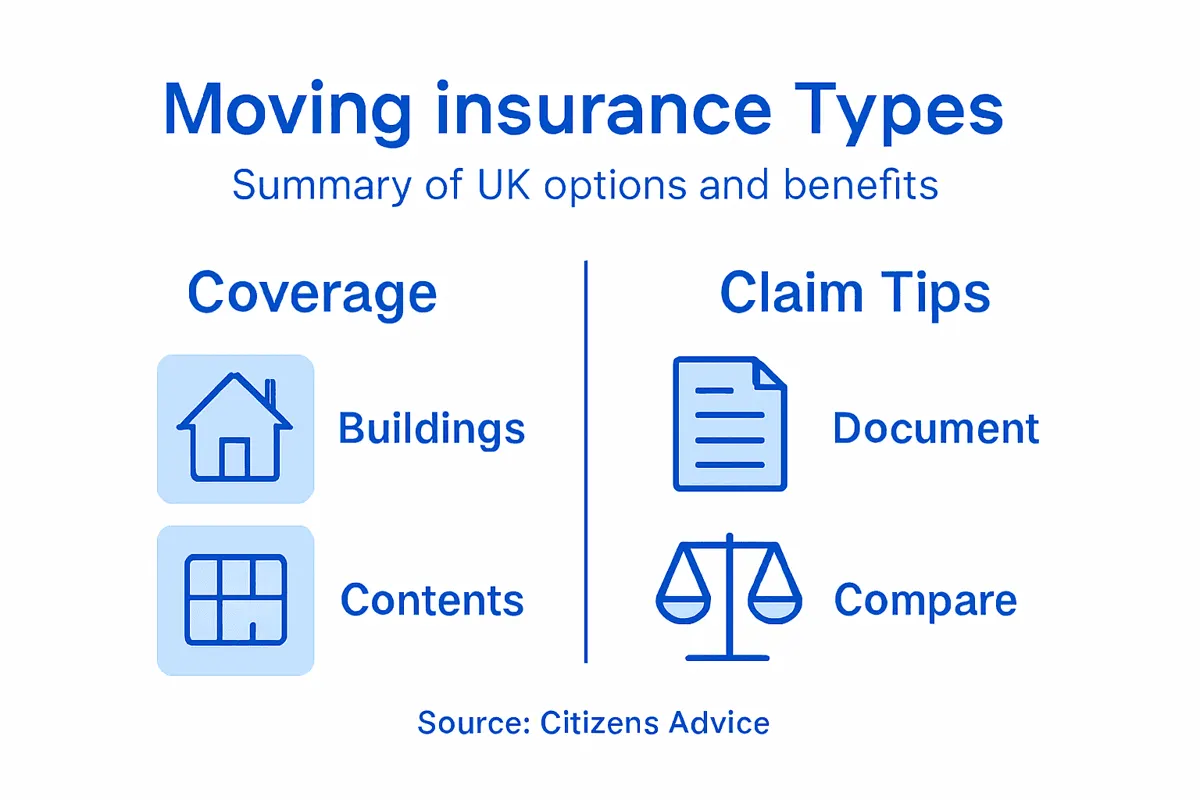 Infographic comparing moving insurance types