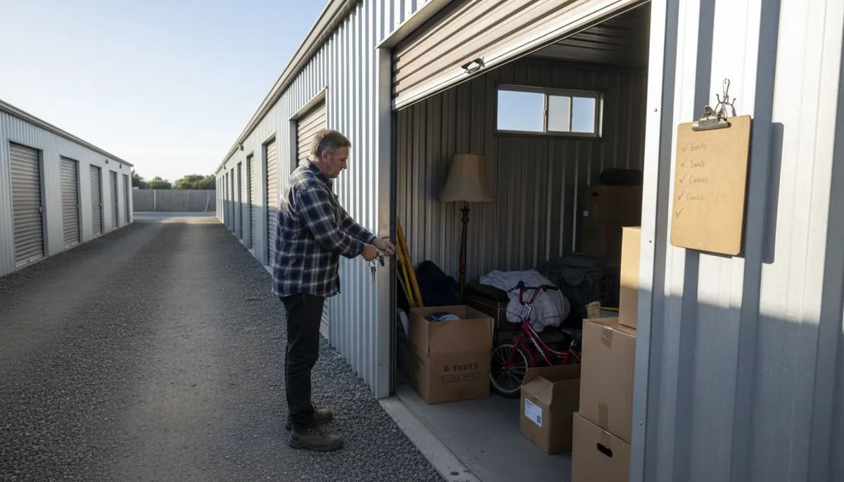 Man accessing UK self-storage unit
