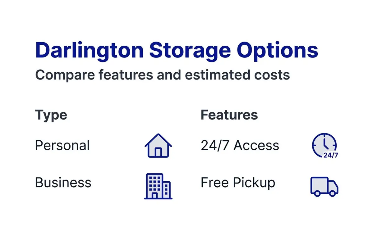 Infographic comparing Darlington storage features and costs