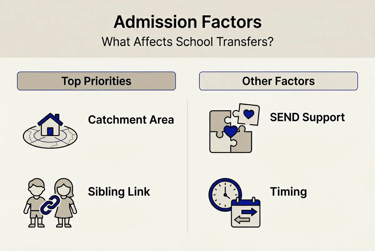 Infographic of top UK school admission factors