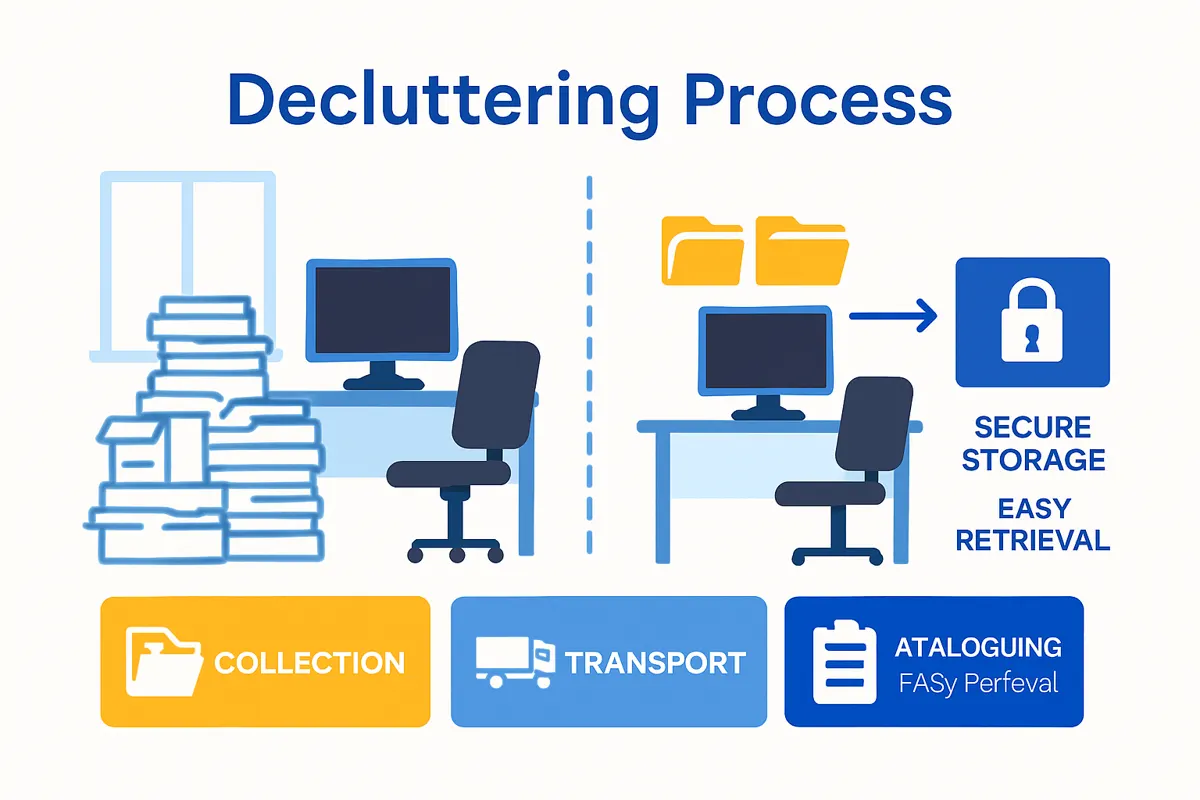 Comparison of office space before and after off site document storage