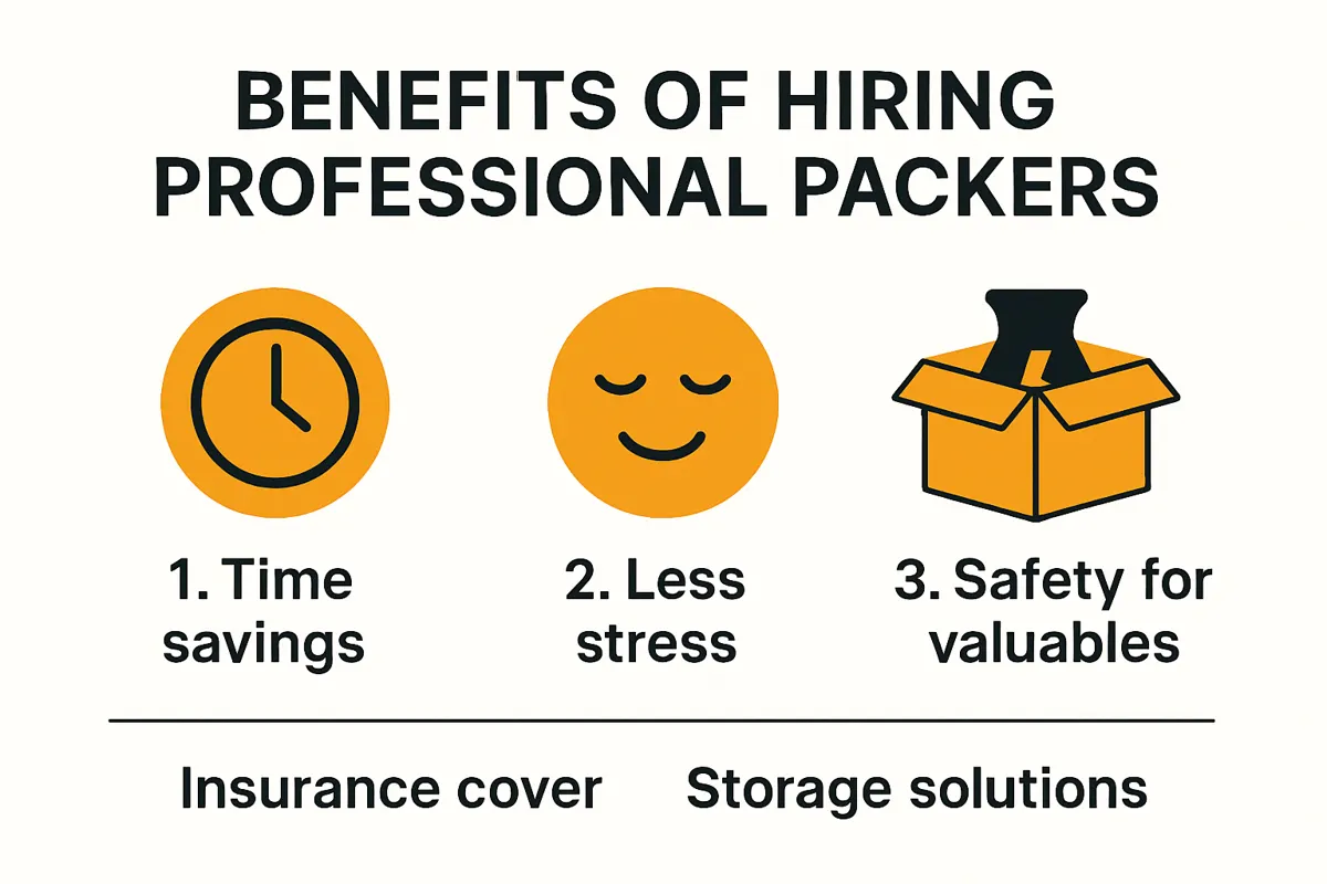 Infographic showing main benefits of professional packers