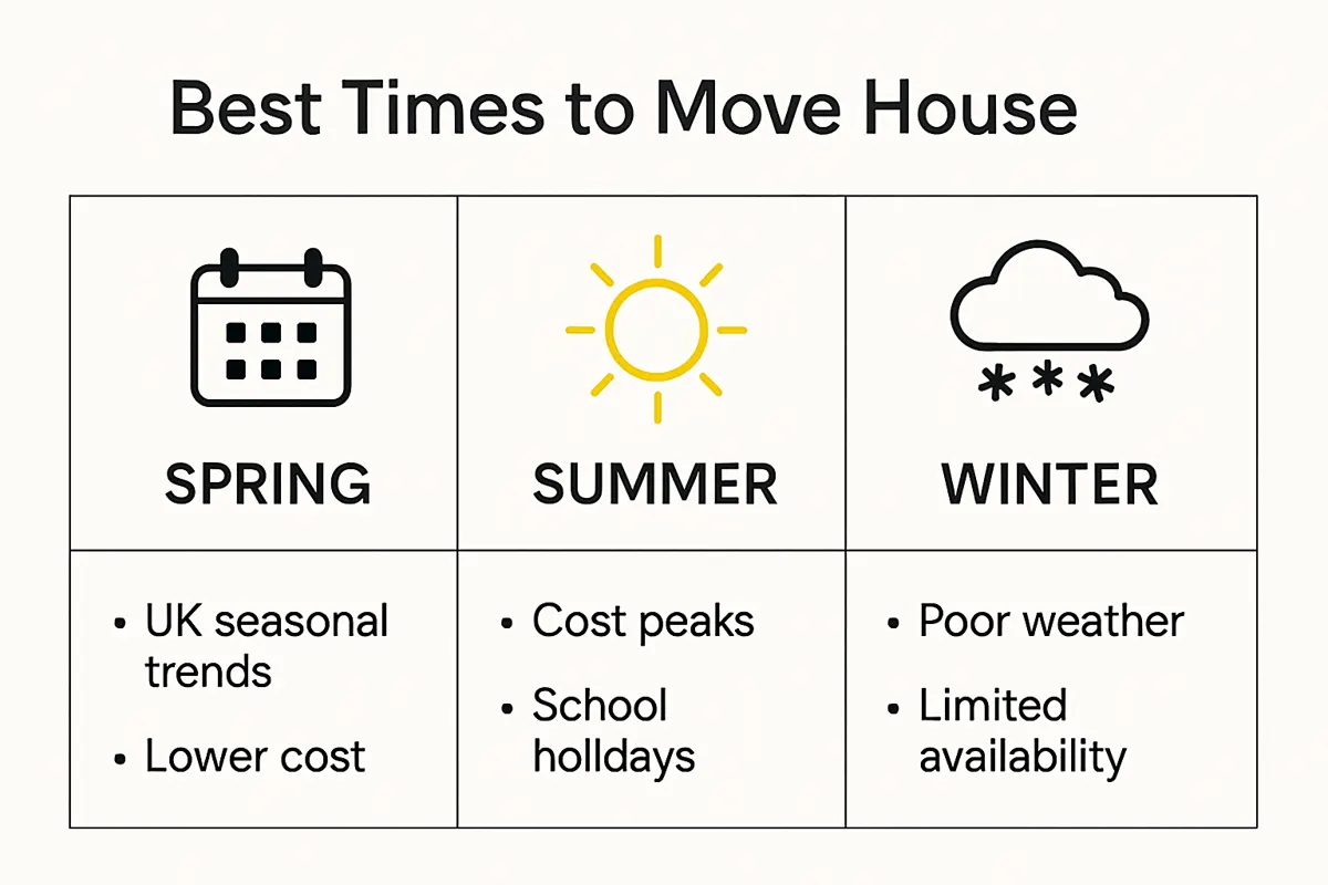 Infographic showing UK house moving best and worst timing throughout the year.