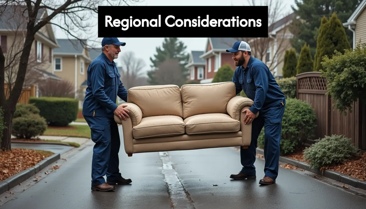 Movers carrying furniture in rainy weather
