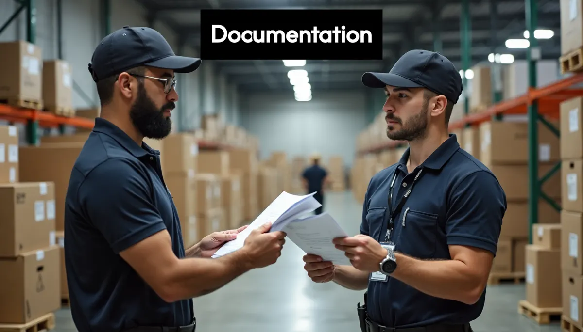 Customs officer verifies documents for European move