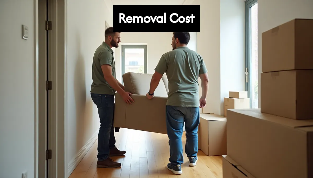 Movers handling large furniture in narrow hallway