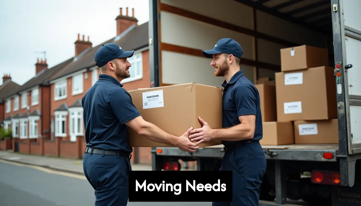 Professional movers pack furniture in truck