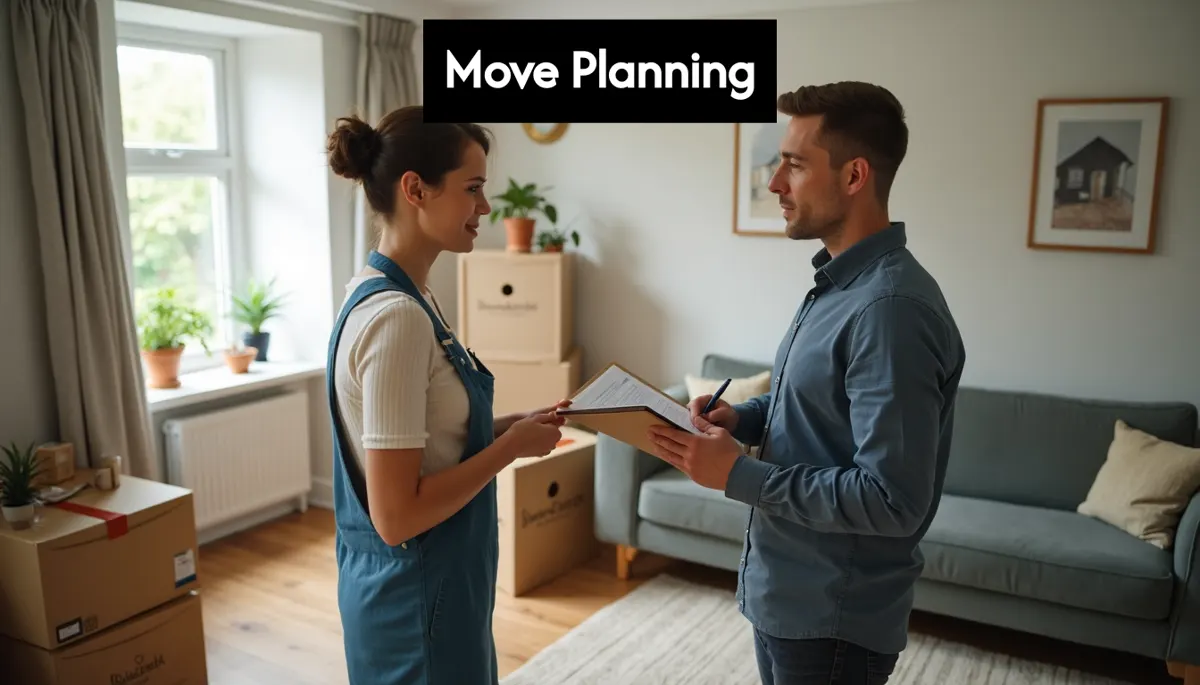 Removals consultant assessing items for move