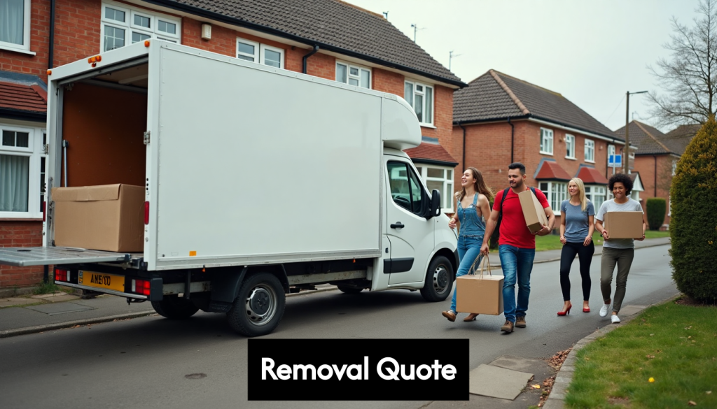 Removals van outside UK house during move