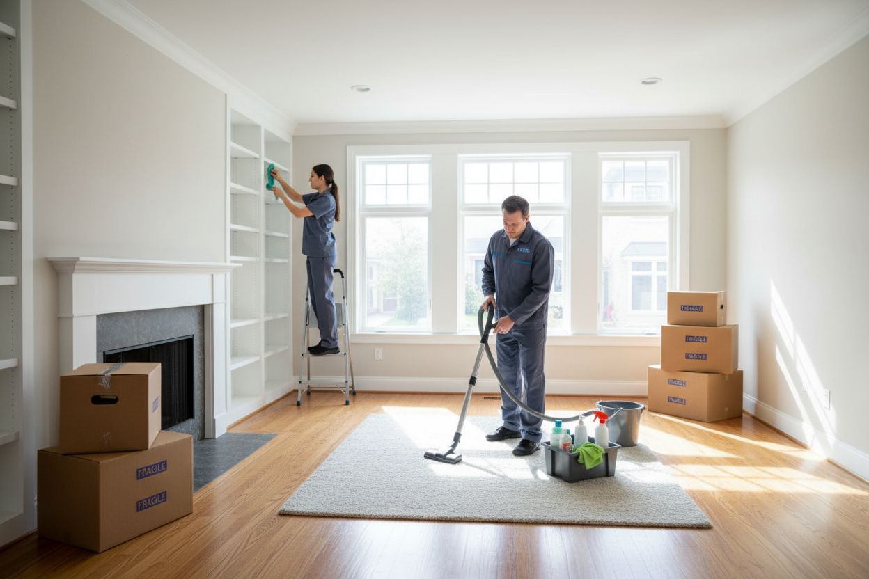 removal team cleaning house