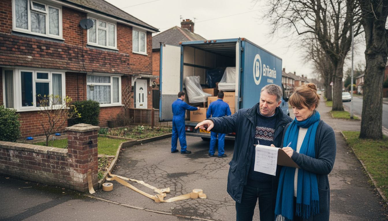 Couple overseeing UK home removal process
