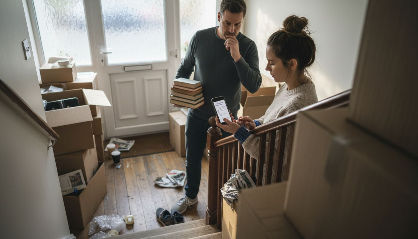 Homeowners preparing move in UK entryway