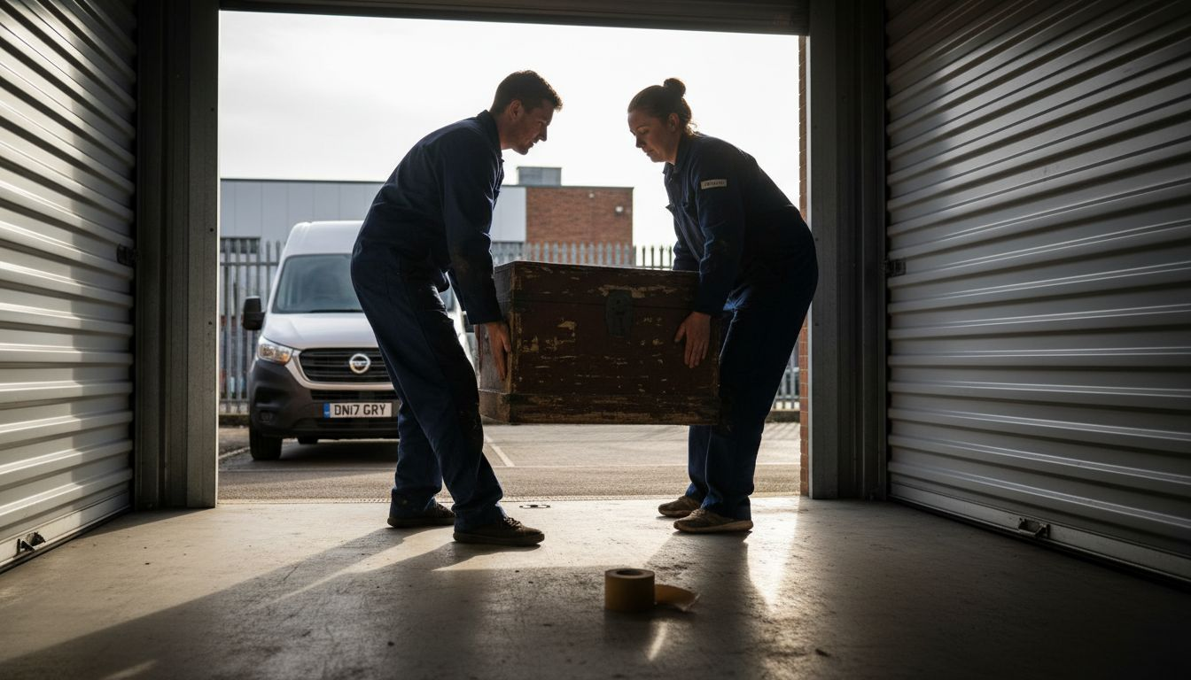 Movers loading storage unit in Darlington