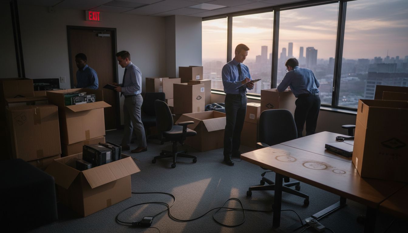 Office staff prepping for early morning move