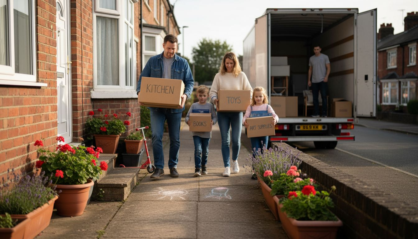 Family using storage for moving day