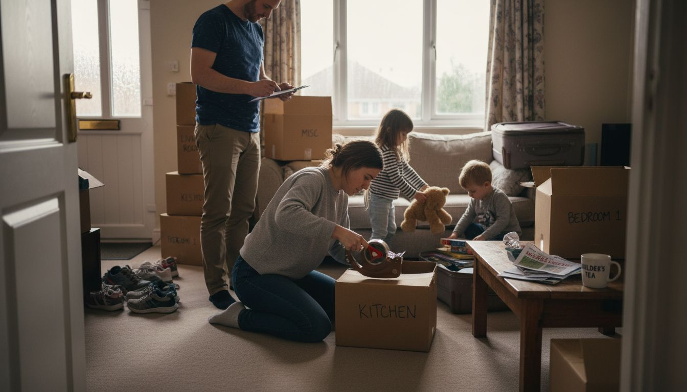 Family packing boxes for UK relocation